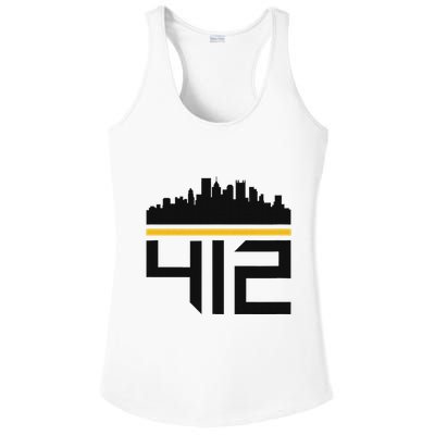 Pittsburgh Skyline 412 Design Ladies PosiCharge Competitor Racerback Tank