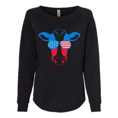 Patriotic Symbol 4th Of July Cow American Flag Meaningful Gift Womens California Wash Sweatshirt