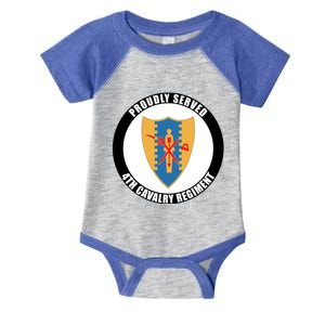 Proudly Served 4th Cavalry Regiment Army Veteran Military Infant Baby Jersey Bodysuit