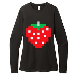 Pixel Strawberry 80s Video Game Halloween Costume Womens CVC Long Sleeve Shirt