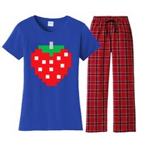 Pixel Strawberry 80s Video Game Halloween Costume Women's Flannel Pajama Set