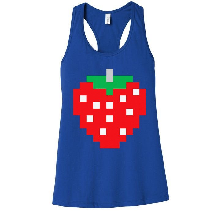 Pixel Strawberry 80s Video Game Halloween Costume Women's Racerback Tank