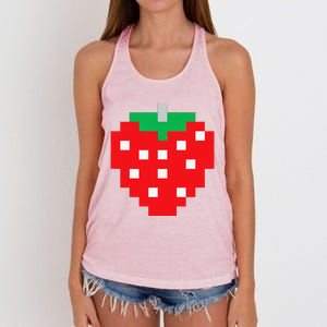 Pixel Strawberry 80s Video Game Halloween Costume Women's Knotted Racerback Tank