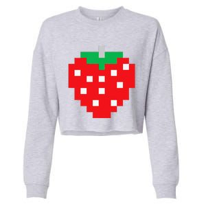 Pixel Strawberry 80s Video Game Halloween Costume Cropped Pullover Crew