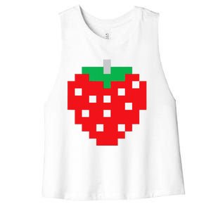 Pixel Strawberry 80s Video Game Halloween Costume Women's Racerback Cropped Tank