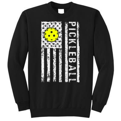 Pickleball Shirt American Flag Pickleball Player Gift Tall Sweatshirt