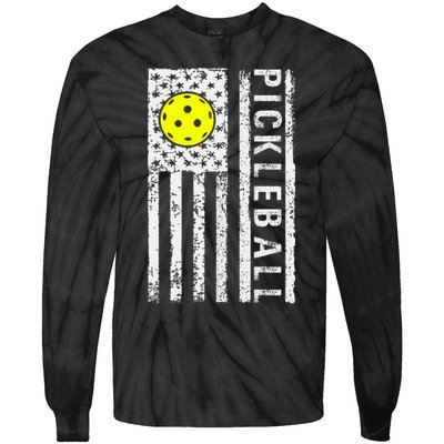 Pickleball Shirt American Flag Pickleball Player Gift Tie-Dye Long Sleeve Shirt