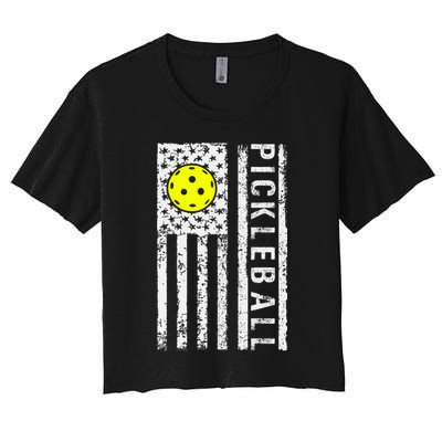 Pickleball Shirt American Flag Pickleball Player Gift Crop Top