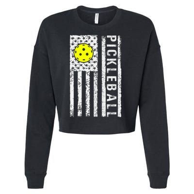 Pickleball Shirt American Flag Pickleball Player Gift Cropped Pullover Crew