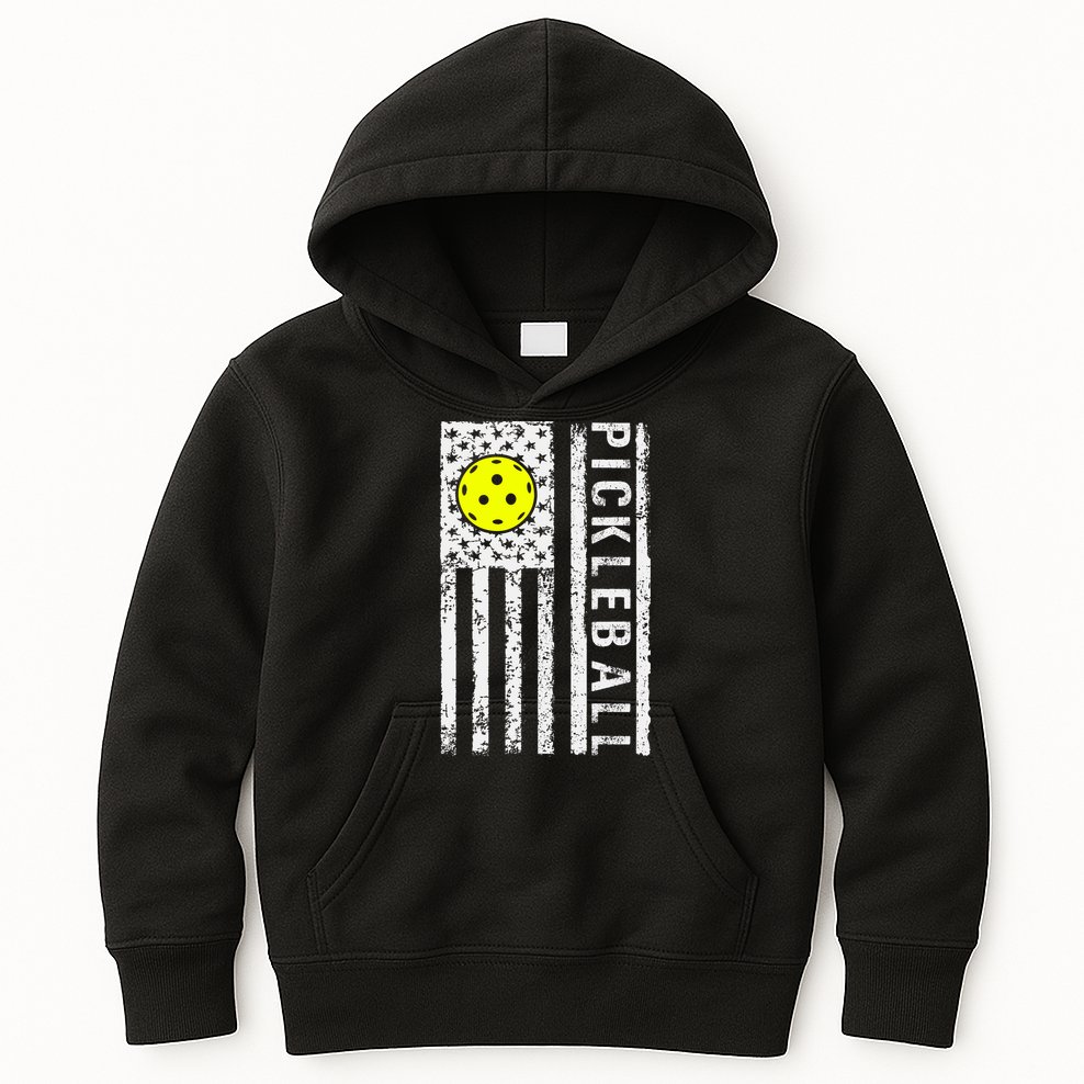 Pickleball Shirt American Flag Pickleball Player Gift Kids Hoodie
