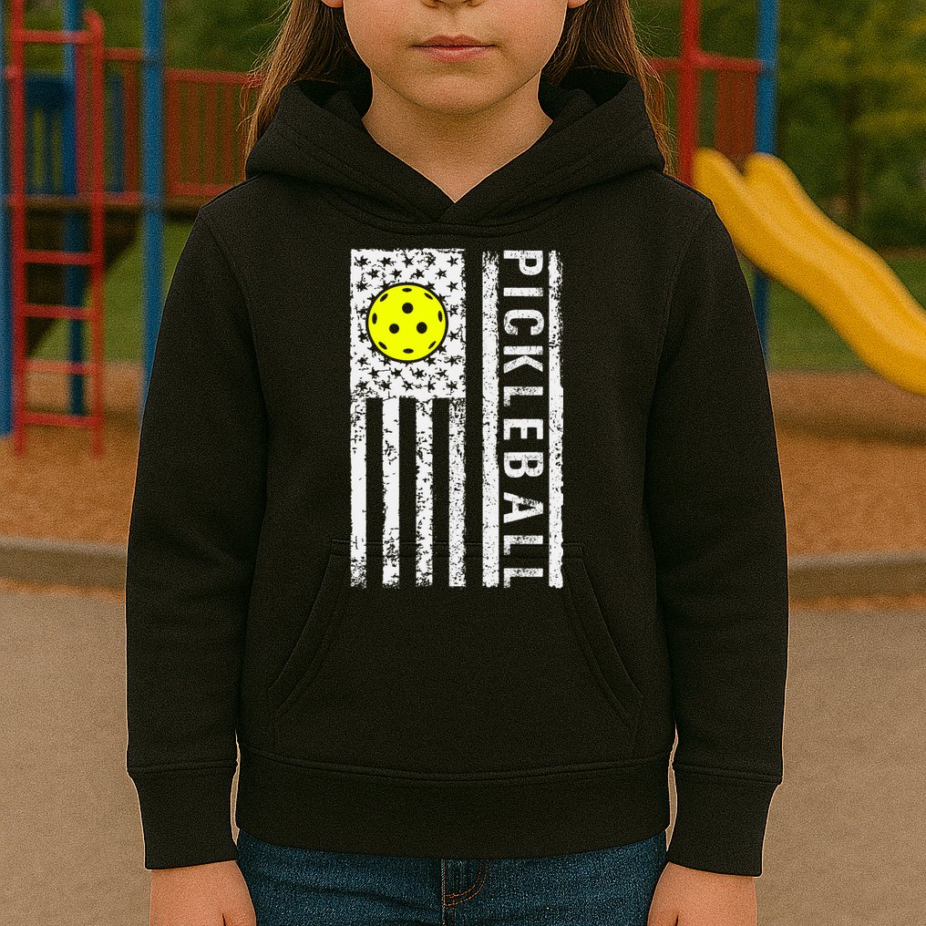 Pickleball Shirt American Flag Pickleball Player Gift Kids Hoodie