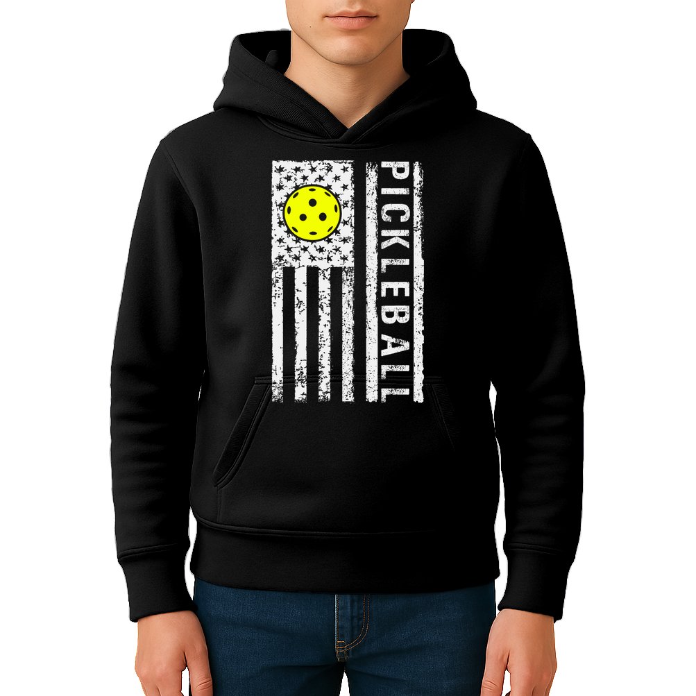 Pickleball Shirt American Flag Pickleball Player Gift Kids Hoodie