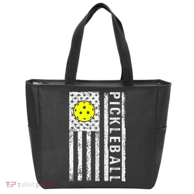 Pickleball Shirt American Flag Pickleball Player Gift Zip Tote Bag