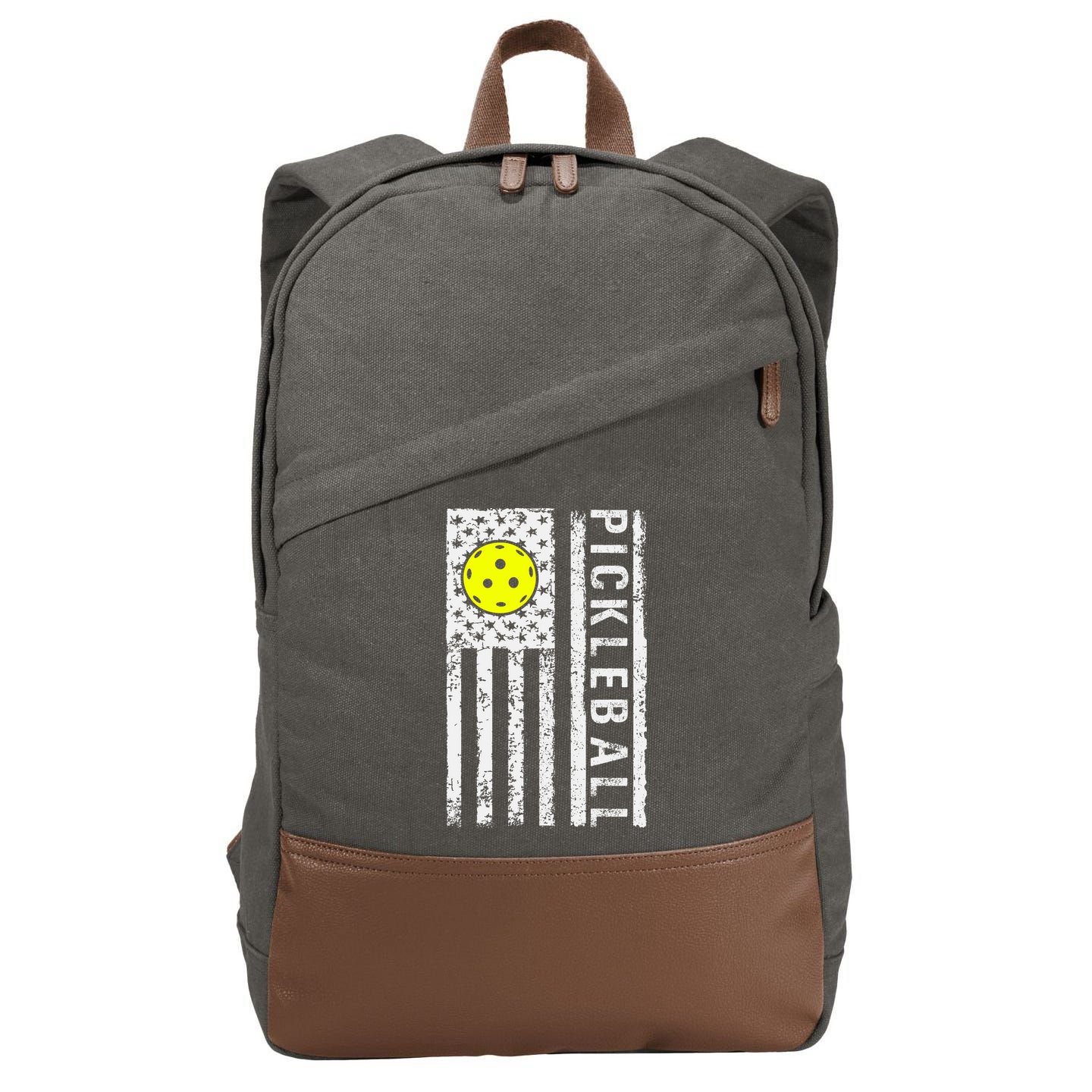 Pickleball Shirt American Flag Pickleball Player Gift Cotton Canvas Backpack