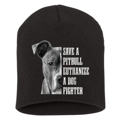 Pitbull Save A Pitbull Funny Dog Rescue Pitbull Mom Dad Short Acrylic Beanie