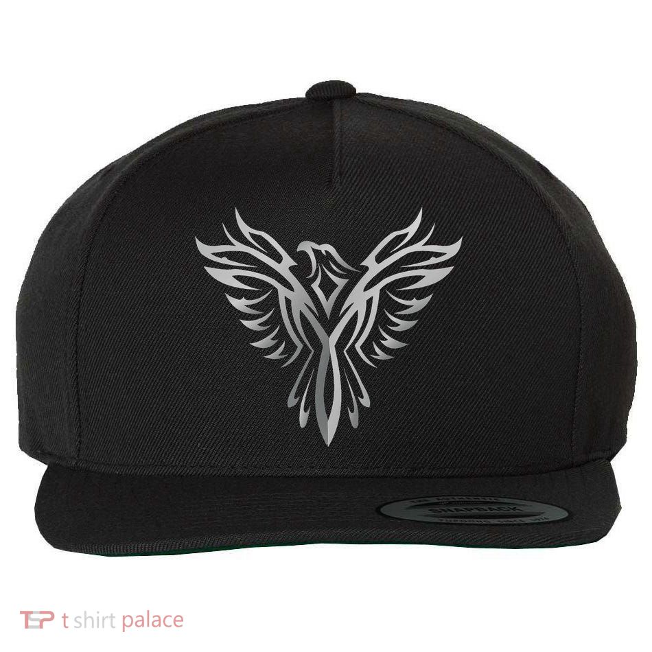 Phoenix , Silver Animal Art Design Wool Snapback Cap