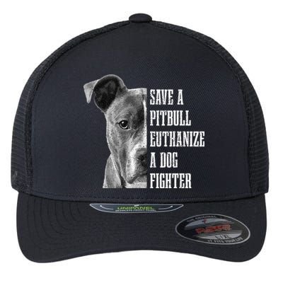 Pitbull Save A Pitbull Funny Dog Rescue Pitbull Mom Dad Flexfit Unipanel Trucker Cap