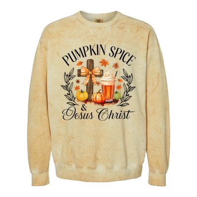 Pumpkin Spice And Jesus Christ Cross Pumpkin Christian Colorblast Crewneck Sweatshirt