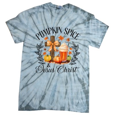 Pumpkin Spice And Jesus Christ Cross Pumpkin Christian Tie-Dye T-Shirt