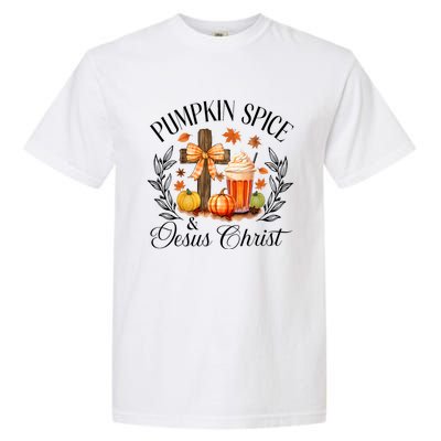 Pumpkin Spice And Jesus Christ Cross Pumpkin Christian Garment-Dyed Heavyweight T-Shirt