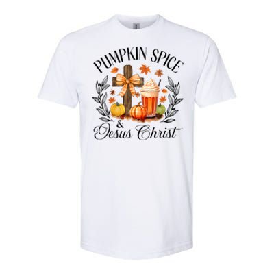 Pumpkin Spice And Jesus Christ Cross Pumpkin Christian Softstyle CVC T-Shirt