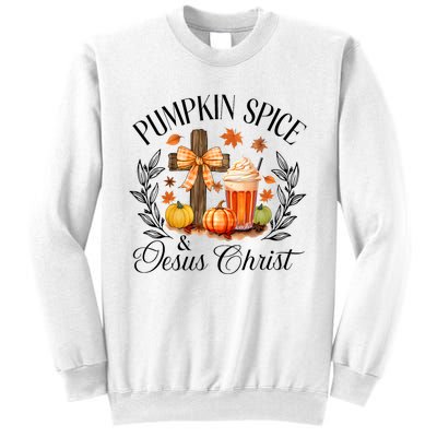 Pumpkin Spice And Jesus Christ Cross Pumpkin Christian Sweatshirt