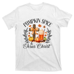 Pumpkin Spice And Jesus Christ Cross Pumpkin Christian T-Shirt