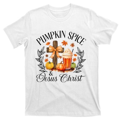 Pumpkin Spice And Jesus Christ Cross Pumpkin Christian T-Shirt