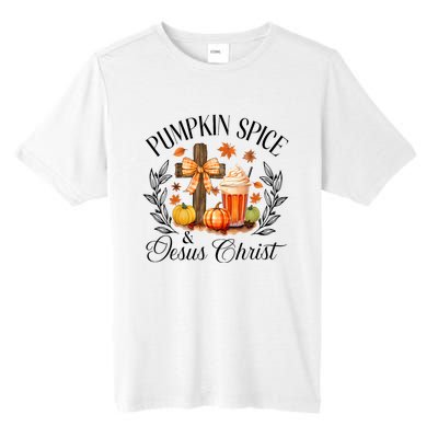 Pumpkin Spice And Jesus Christ Cross Pumpkin Christian Tall Fusion ChromaSoft Performance T-Shirt