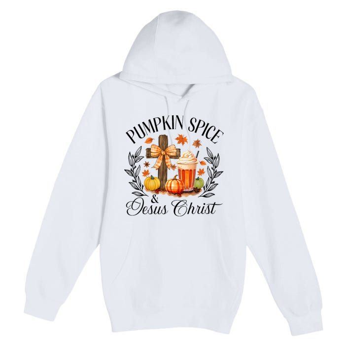 Pumpkin Spice And Jesus Christ Cross Pumpkin Christian Premium Pullover Hoodie