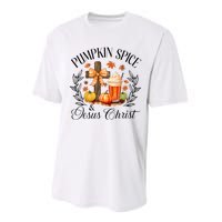 Pumpkin Spice And Jesus Christ Cross Pumpkin Christian Performance Sprint T-Shirt