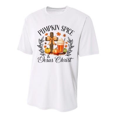 Pumpkin Spice And Jesus Christ Cross Pumpkin Christian Performance Sprint T-Shirt