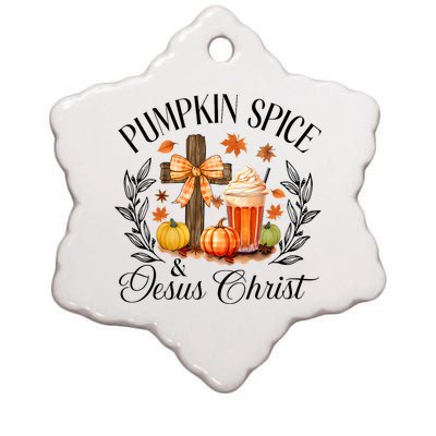 Pumpkin Spice And Jesus Christ Cross Pumpkin Christian Ceramic Star Ornament