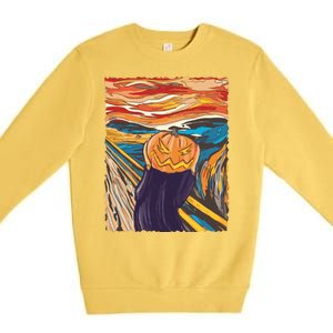 Pumpkin Scream Art Painting Parody Premium Crewneck Sweatshirt