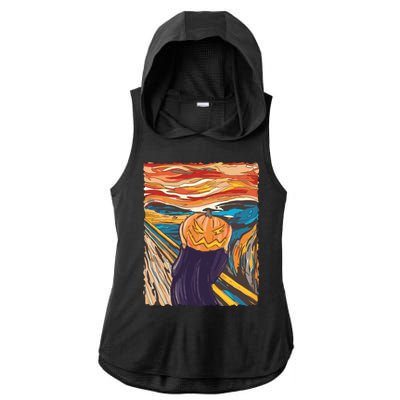 Pumpkin Scream Art Painting Parody Ladies PosiCharge Tri-Blend Wicking Draft Hoodie Tank