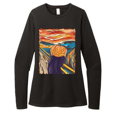 Pumpkin Scream Art Painting Parody Womens CVC Long Sleeve Shirt