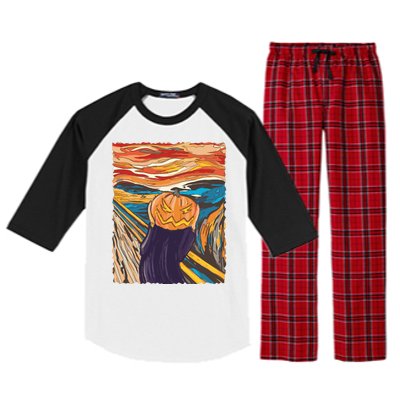 Pumpkin Scream Art Painting Parody Raglan Sleeve Pajama Set