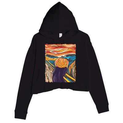 Pumpkin Scream Art Painting Parody Crop Fleece Hoodie