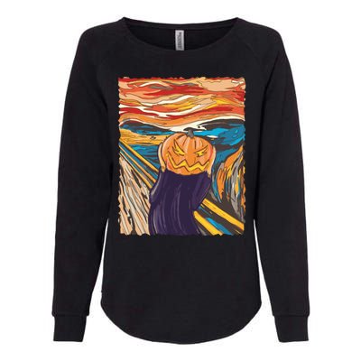 Pumpkin Scream Art Painting Parody Womens California Wash Sweatshirt