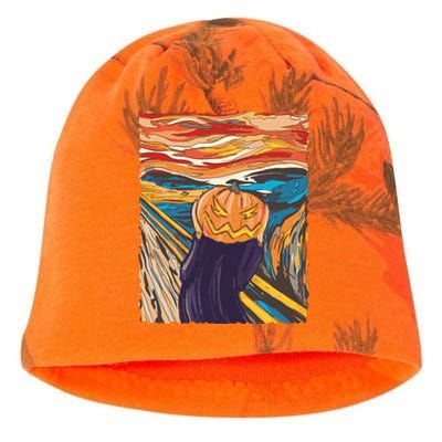 Pumpkin Scream Art Painting Parody Kati - Camo Knit Beanie