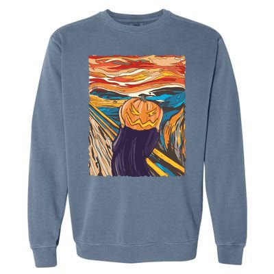 Pumpkin Scream Art Painting Parody Garment-Dyed Sweatshirt