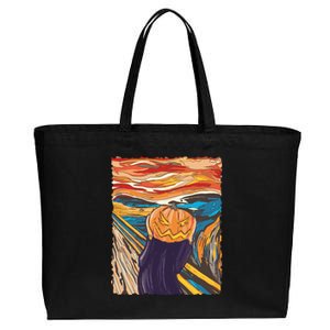 Pumpkin Scream Art Painting Parody Cotton Canvas Jumbo Tote