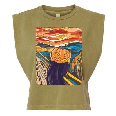 Pumpkin Scream Art Painting Parody Garment-Dyed Women's Muscle Tee