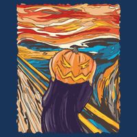 Pumpkin Scream Art Painting Parody 7 Panel Mesh Trucker Snapback Hat