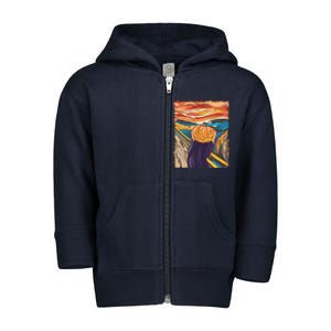 Pumpkin Scream Art Painting Parody Toddler Zip Fleece Hoodie