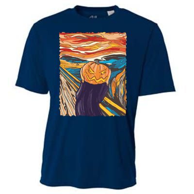 Pumpkin Scream Art Painting Parody Cooling Performance Crew T-Shirt