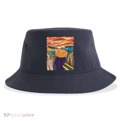 Pumpkin Scream Art Painting Parody Sustainable Bucket Hat