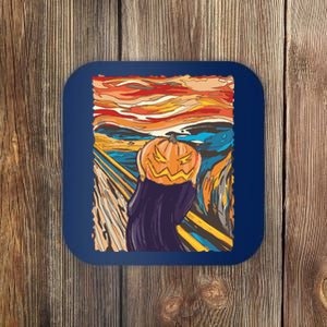 Pumpkin Scream Art Painting Parody Coaster