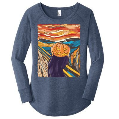 Pumpkin Scream Art Painting Parody Women's Perfect Tri Tunic Long Sleeve Shirt