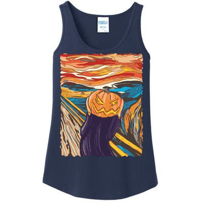 Pumpkin Scream Art Painting Parody Ladies Essential Tank